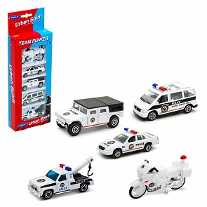 Игровой набор - Полицейская команда, 5 машинок (Welly, 97506A-1)